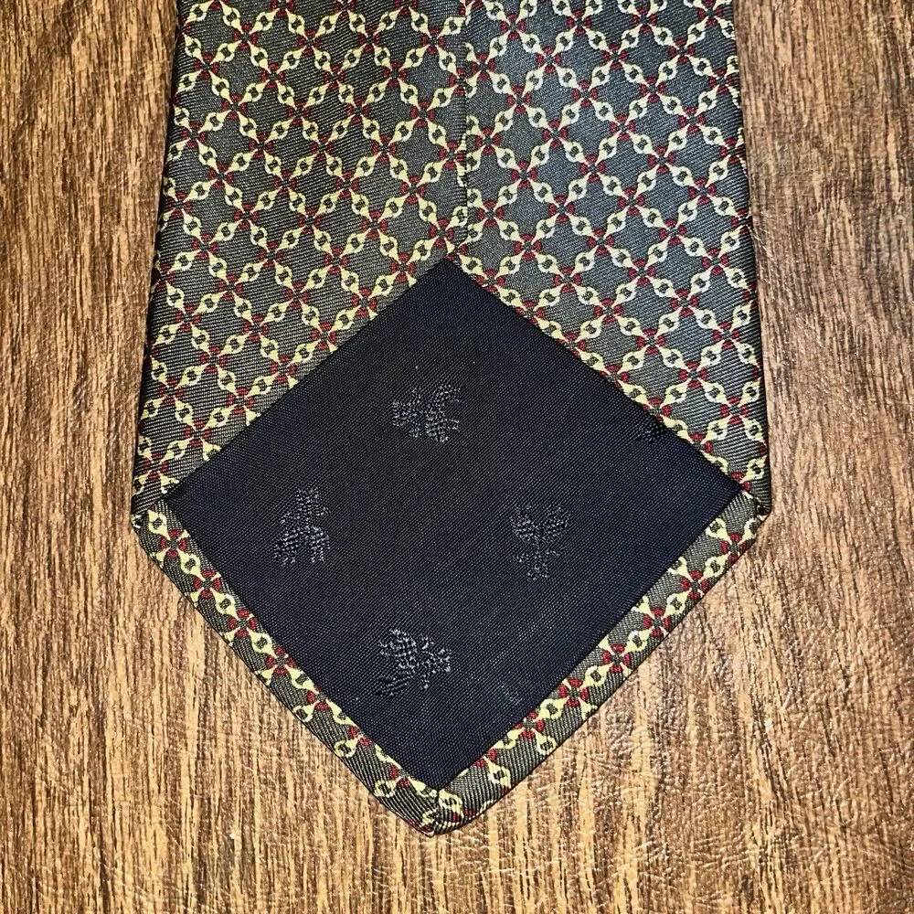 Brooks Bothers Maker Necktie Men’s Geometric Silk Made In‎ The USA Olive Green